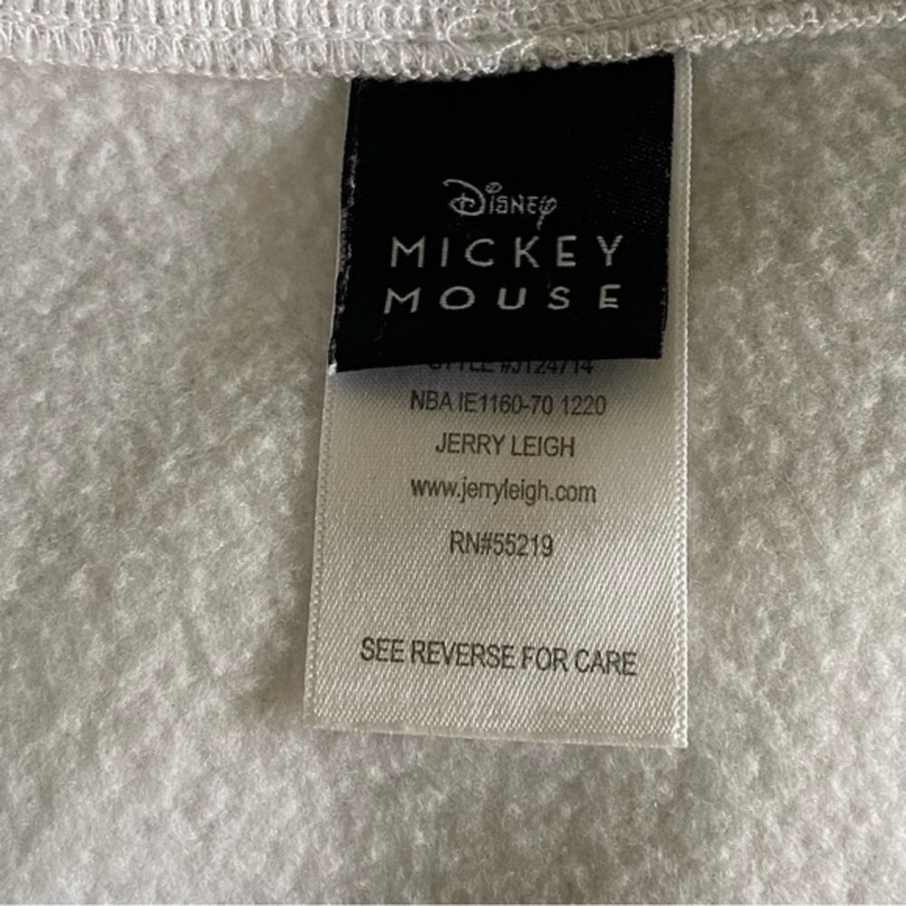 DISNEY MICKEY MOUSE White/Gray Tye Dye Crewneck Long Sleeve Sweatshirt size M - Picture 5 of 6